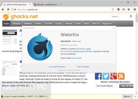 Complimentary get of Foldable Waterfox 56.2.5
